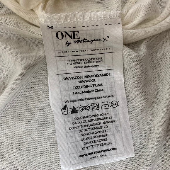 Revolve One Teaspoon Soho Fine Wool Grandpa Top Long Sleeves Ivory Size Small - Picture 9 of 16